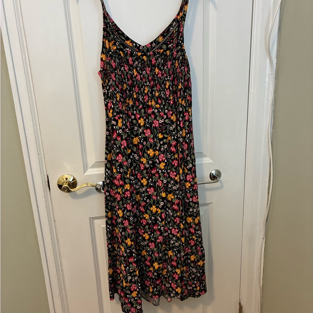 Old Navy Black Floral Midi Dress